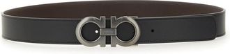 Ferragamo Reversible Black Calf Leather Belt With Interlocking Buckle