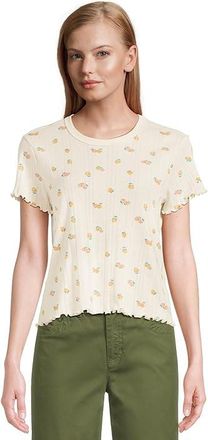 Toad&Co Foothill Pointelle Short Sleeve Baby T-Shirts Womens Clothing Salt Nasturtium Print : MD, Cotton/Polyester