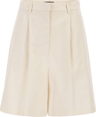 Max Mara Weekend Maxmara Wkdecuba Cotton And Linen Canvas Bermuda Shorts