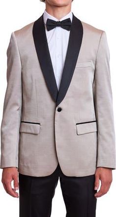 Paisley & Gray Regent Slim Fit Shawl Lapel Tuxedo Jacket in Sable Beige Black at Nordstrom Rack, Size 38