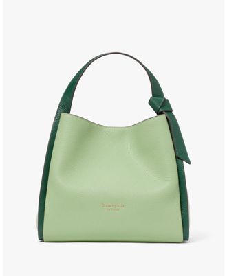 Kate Spade New York Womens Knott Colorblocked Medium Crossbody Tote - Green Leather - One Size