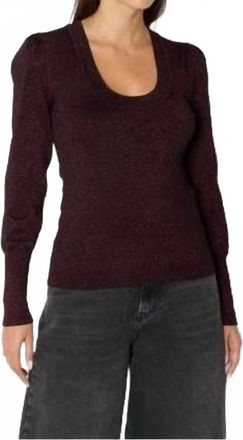 BERENICE Pull Maille Laurex Bouffantes Top In Burgandy Lurex
