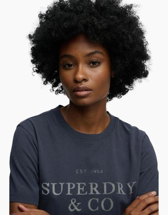 Superdry Womens Superdry Womens Luxe Casual Relaxed Short Sleeve T-Shirt - Navy - Size: 12