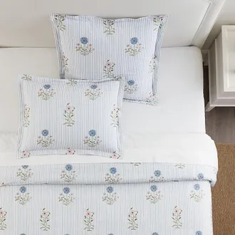 Ballard Designs Essie Floral Pinstripe Sham - Standard - Ballard Designs