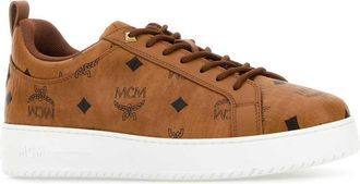 MCM Womens Printed Canvas Sneakers Cognac