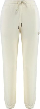 Moncler Broeken, Dames, Wit, S, Katoen, Track Pants van katoen