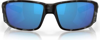 Costa Tuna Alley 60mm Polarized Mirrored Rectangular Sunglasses in Tiger Shark /Blue Mirror 580G at Nordstrom