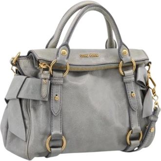 Miu Miu Pre-owned Hand Bag - Dames - Vintage Handtas - Grijs - ONE Size - Leer - Vintage