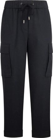 PESERICO Cropped Cargo Broek - Dames - Vrijetijds broeken - Zwart - S - Wol - Broeken