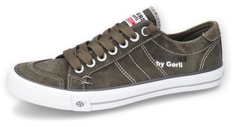 Dockers by Gerli Slip-On Sneaker DOCKERS BY GERLI, Herren, Gr. 48, gr&uuml;n (khaki), Textil, washed, Schuhe Slip-On Sneaker, Freizeitschuh, Retro Sneaker, Fake Schn&uuml;rung, 