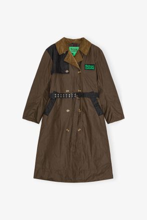 Ganni x Barbour Waxed Trench Coat Size 2 - Brown