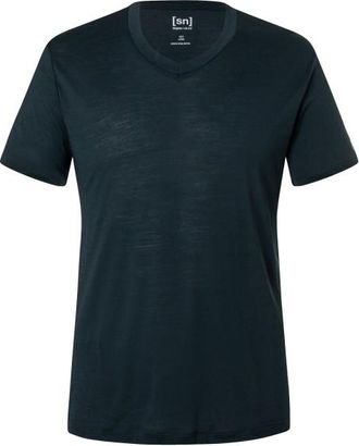 super.natural Sierra 140 V Neck T-Shirt f&uuml;r Herren | schwarz/blau