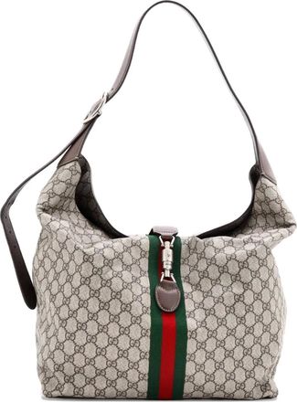 Gucci Borsa a spalla Jackie 1961 media in tela cerata GG - Marrone