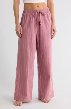 Nordstrom Cotton Poplin Pajama Pants in Pink Wide Pinstripe at Nordstrom, Size Small