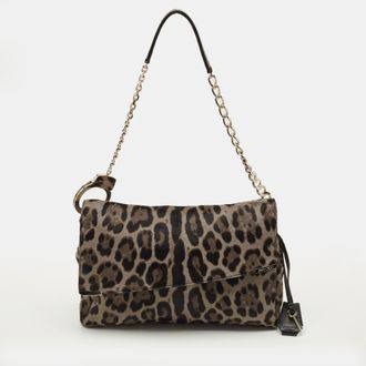 Jimmy Choo London Handcuff Chain Grey/brown Calf Hair Shoulder Bag