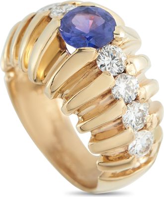 Luxury Bazaar 14K Yellow Gold 1.12ct Diamond and Sapphire Ring MF36-051526