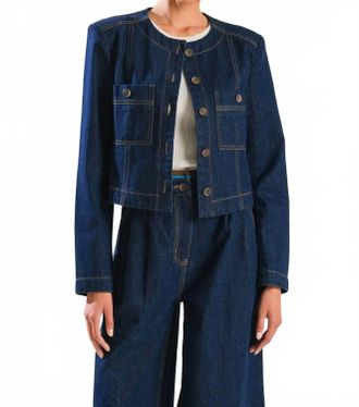 Flying Tomato Cropped Jacket In Indigo Denim