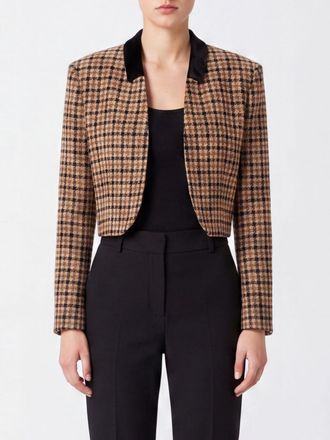 Twinset Cropped Houndstooth Jacket in a Wool and Cotton Blend