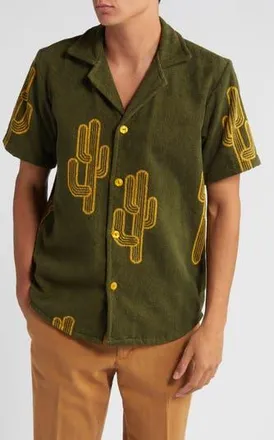 OAS Mezcal Terry Cloth Camp Shirt in Green at Nordstrom Rack, Size Xx-Large