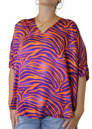 Adrienne Sadie Fight Tigers Oversized Top In Multi