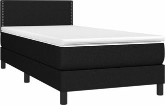 vidaXL Cama Box Spring Colch&oacute;n Y Luces Led Tela Negro 90x200 Cm Vidaxl