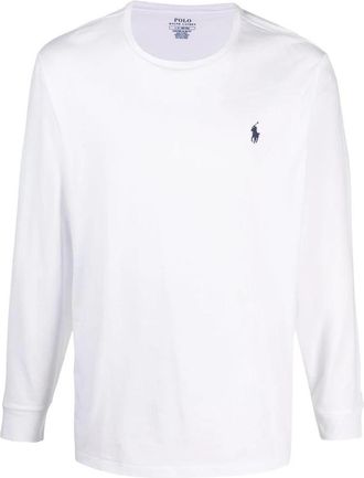 Ralph Lauren Custom Slim Fit Crewneck Long Sleeve T-Shirt - Heren - Longsleeves - Wit - XL - Katoen - Tops