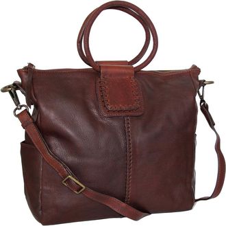 Nino Bossi Leather Ring Handle Tote w/ Strap in Walnut