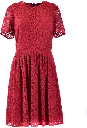 Burberry Elegante Bloemenjurk - Dames - Korte kleedjes - Rood - XS - Katoen - Kleedjes