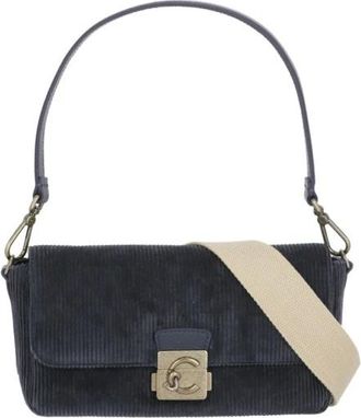 Coccinelle C-Me Lock Corduroy Schoudertas - Dames - Tassen - Blauw - Maat: ONE Size Corduroy