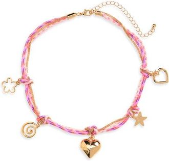 BP. Braided Cord Charm Necklace in Multi at Nordstrom