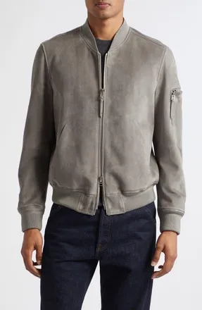 Tom Ford Suede Bomber Jacket in Tcr Titanium at Nordstrom, Size 52