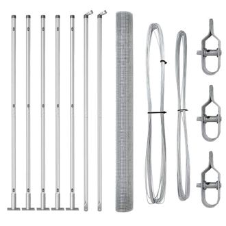 Berkfield Home Welded Wire Fence with 7 Flanged Posts 1.5x10 m Galvanised Steel in Silver