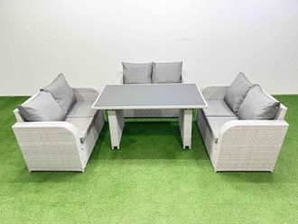 Fimous 6 Seater Patio Garden Furniture Sets with Light Grey