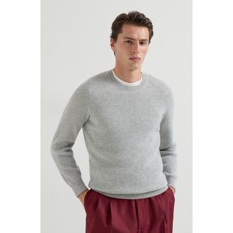 Brunello Cucinelli Cashmere English rib sweater in Pebble at Nordstrom, Size 58 It