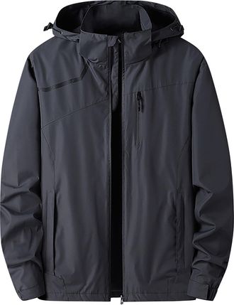 Generic TDEOK Rain Jacket Mens Waterproof Lightweight: Hiking Jacket Breathable Lightweight Windproof Windbreaker Outdoor Jacket with Zip Pockets and Hood Rai