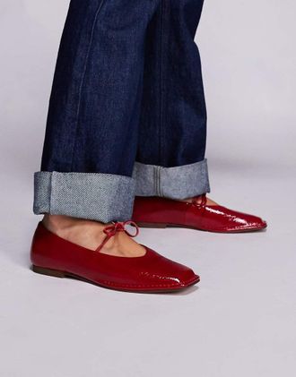 Steve Madden Lola - Ballerine rosso verniciato con punta squadrata