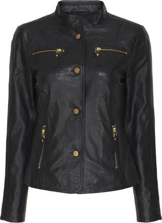 BTF-CPH Button Jacket Leather 100042 - Dames - Leren en Su&egrave;de Jassen - Zwart - XL - Leer - Jassen