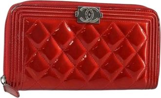 Chanel Pre-owned Vintage leren portemonnee - Dames - Vintage Accessoires - Rood - ONE Size - Leer - Vintage