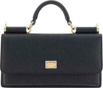 Dolce & Gabbana Sicily Portemonnee met Ketting - Dames - Handtassen - Zwart - ONE Size - Leer - Tassen