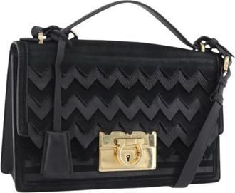 Ferragamo Pre-owned Gancini Crossbody Bag - Dames - Vintage Schoudertas - Zwart - ONE Size - Su&egrave;de - Vintage
