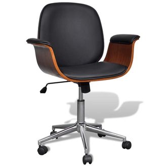 vidaXL Sill&oacute;n Giratorio De Madera Curvada Y Cuero Sint&eacute;tico Vidaxl