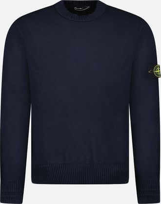 Stone Island Mens Stone Island Thick Knitted Compass-Badge Sweater in Navy Blue - Size: 44