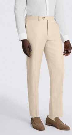 Moss Tailored Fit Neutral Twill Linen Trouser