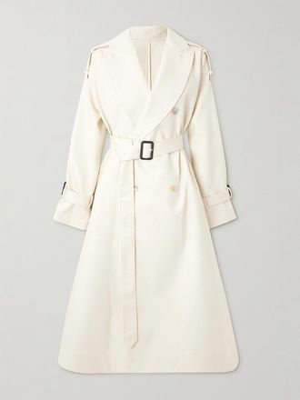 Givenchy Trench Doppiopetto In Twill Di Cotone Con Cintura - Avorio