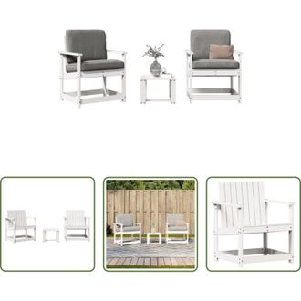 vidaXL vidaXL Tavolo da giardino - Set Salotto da Giardino 3 pz Bianco in Legno Massello di Pino
