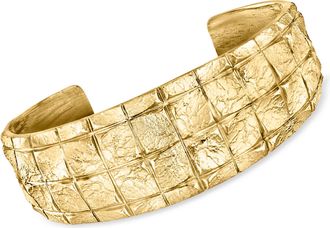 Ross-Simons Italian 18kt Gold Over Sterling Square-Pattern Cuff Bracelet