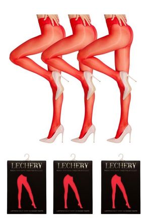 Lechery 3 Pairs of Glossy Sheer Tights in Red at Nordstrom, Size Small