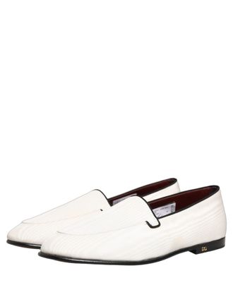 Dolce & Gabbana Textured Leather Smoking Loafer - White