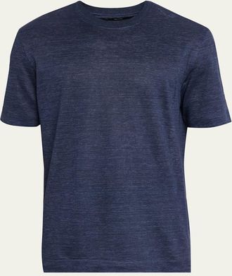 Ermenegildo Zegna Mens Heathered Linen Crewneck T-Shirt