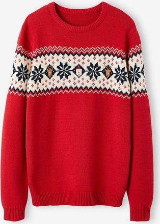 Vertbaudet Eltern Weihnachts-Pullover Capsule Collection FAMILIE Oeko-Tex rot